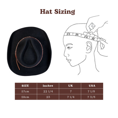 Raven Black Felt Cowboy Hat - Mix Brown