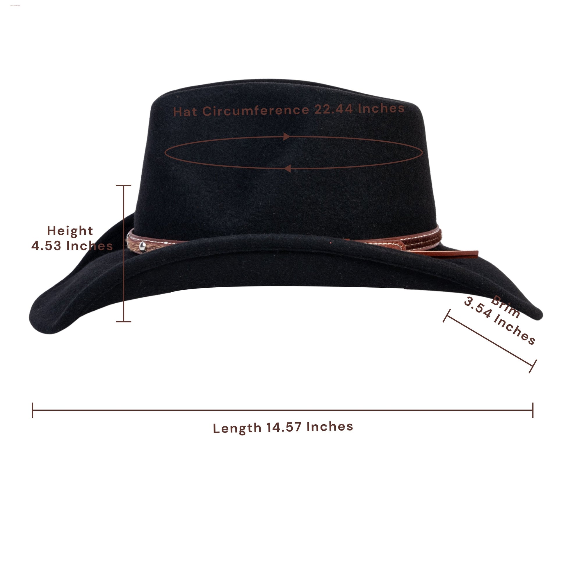 Raven Black Felt Cowboy Hat - Mix Brown