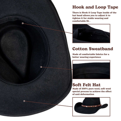 Raven Black Felt Cowboy Hat - Mix Brown