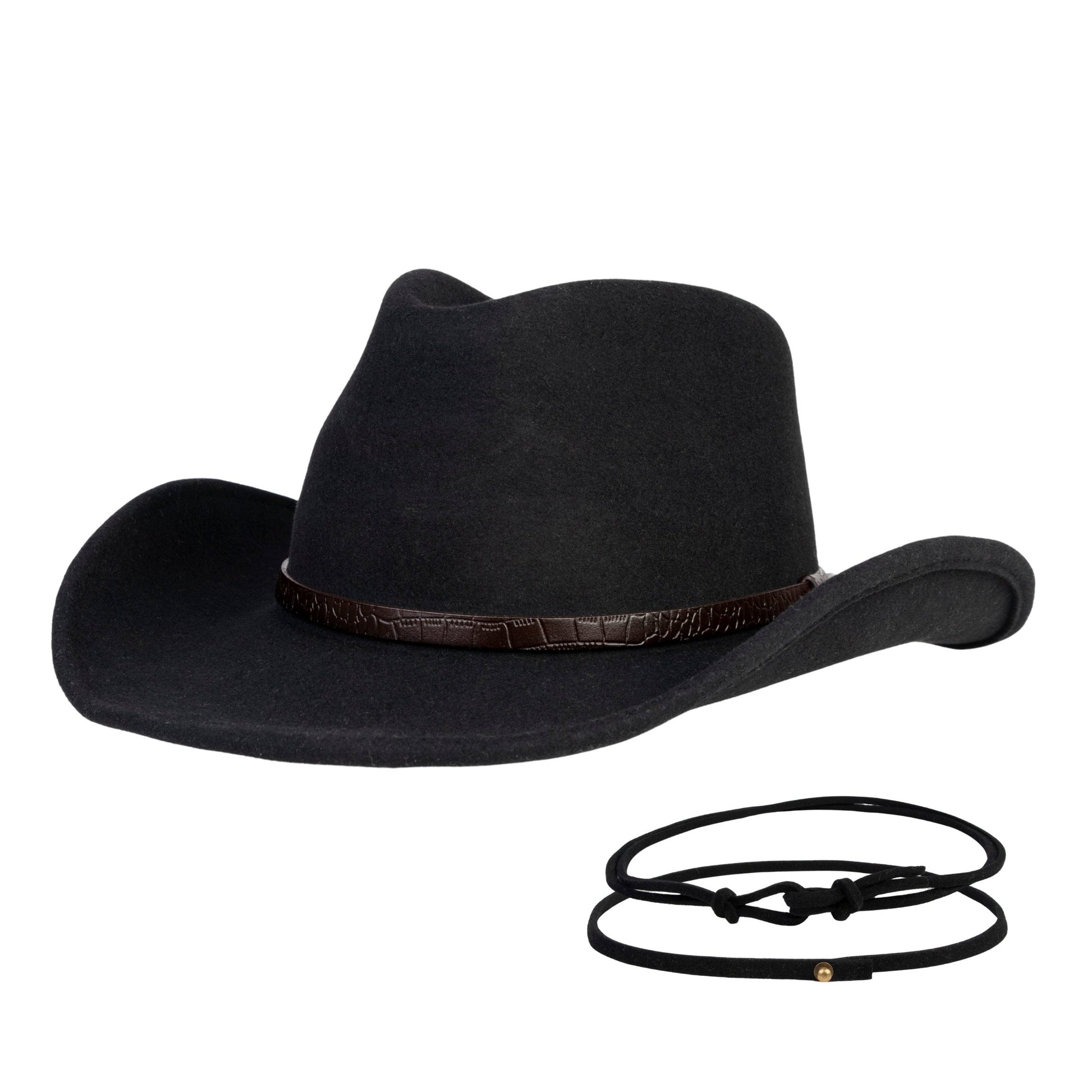 Raven Creek Black Felt Cowboy Hat (with 2 Free Hat Bands) - Mix Brown