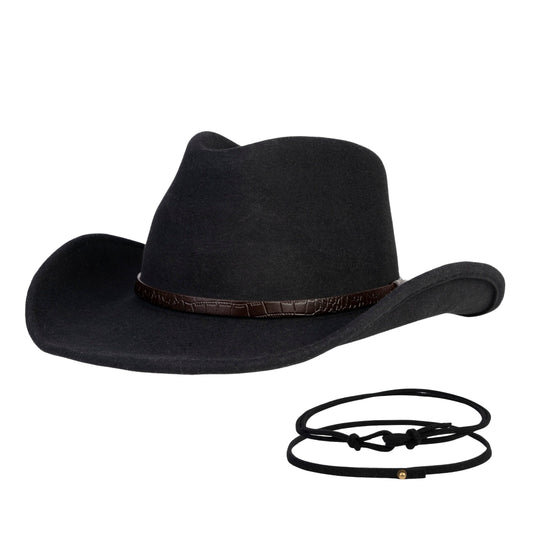 Raven Creek Black Felt Cowboy Hat (with 2 Free Hat Bands) - Mix Brown