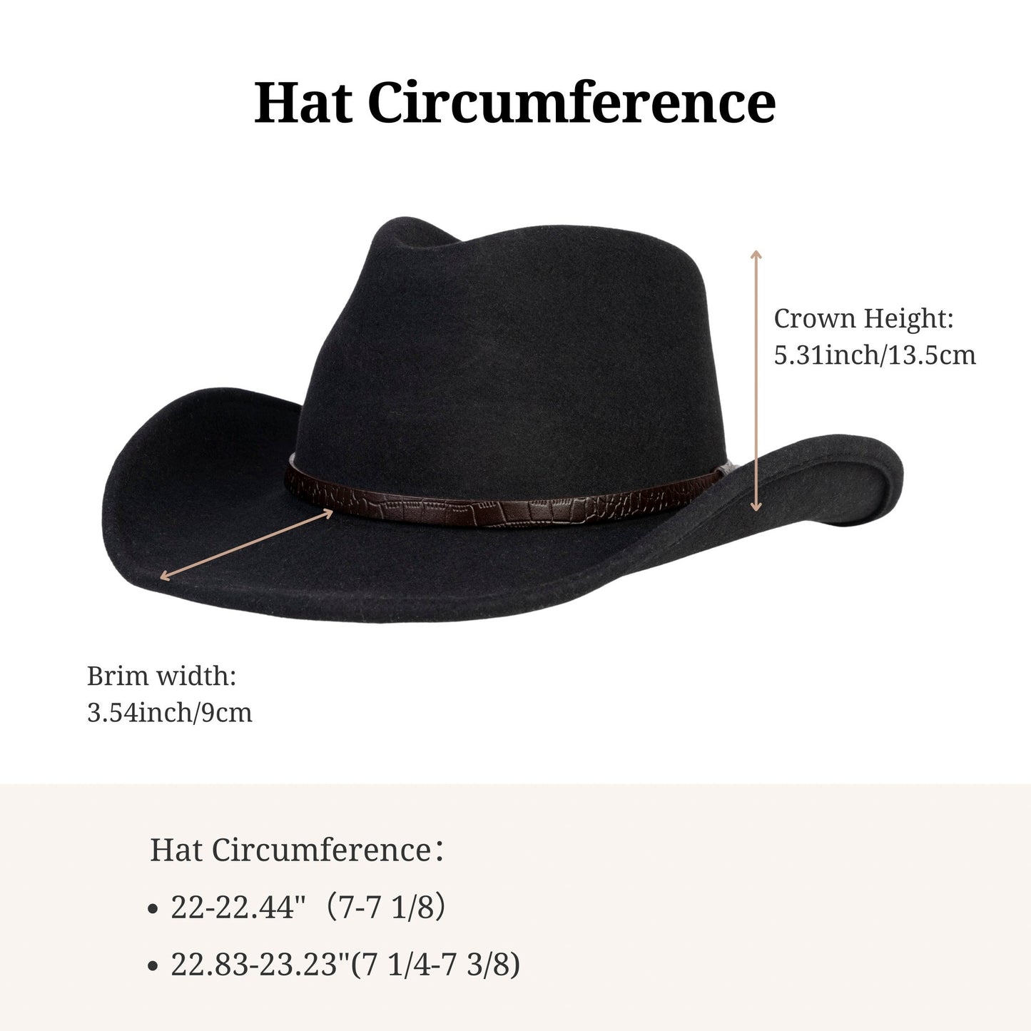 Raven Creek Black Felt Cowboy Hat (with 2 Free Hat Bands) - Mix Brown