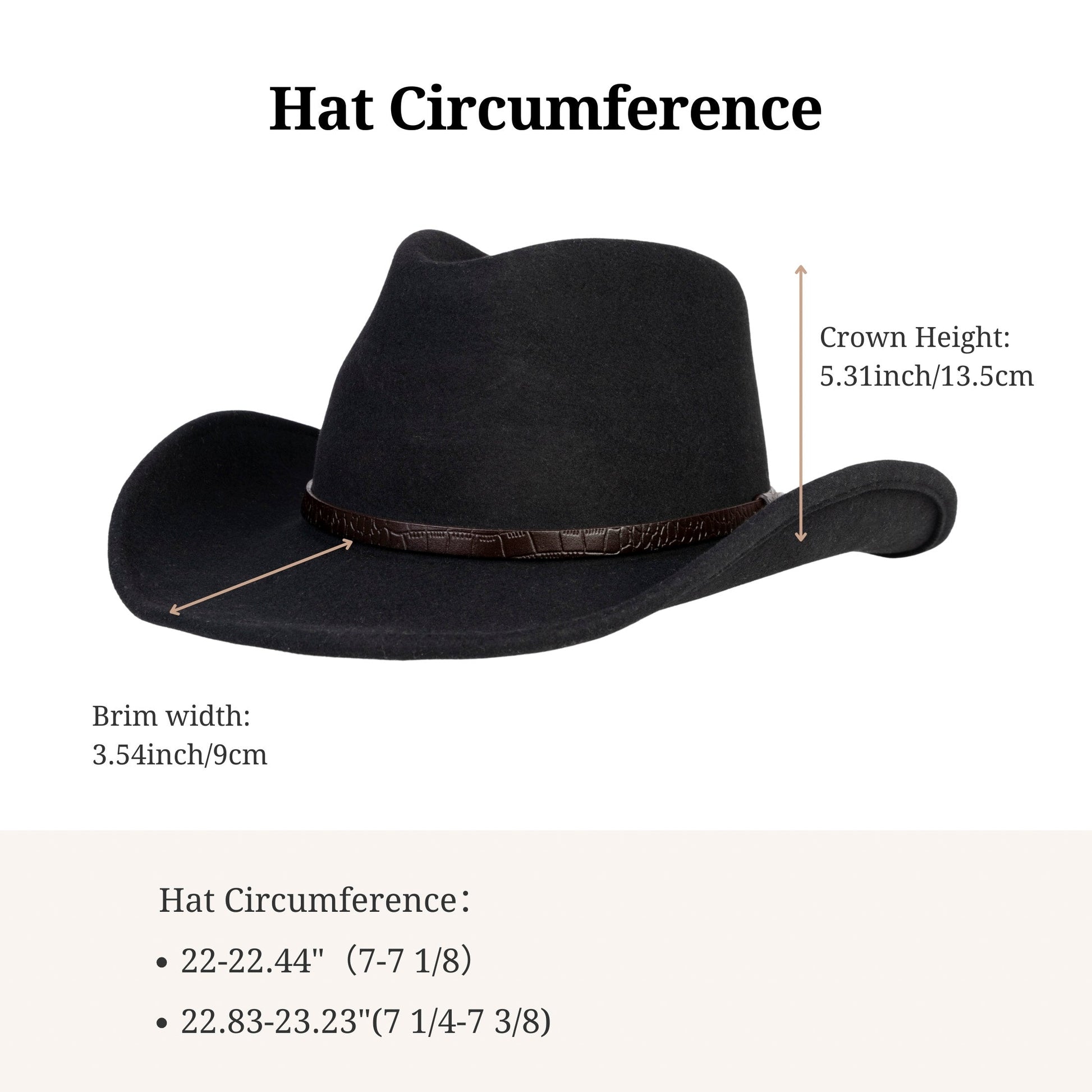 Raven Creek Black Felt Cowboy Hat (with 2 Free Hat Bands) - Mix Brown