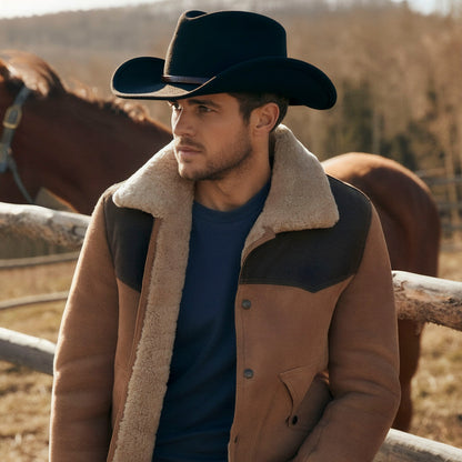 Raven Creek Black Felt Cowboy Hat (with 2 Free Hat Bands) - Mix Brown