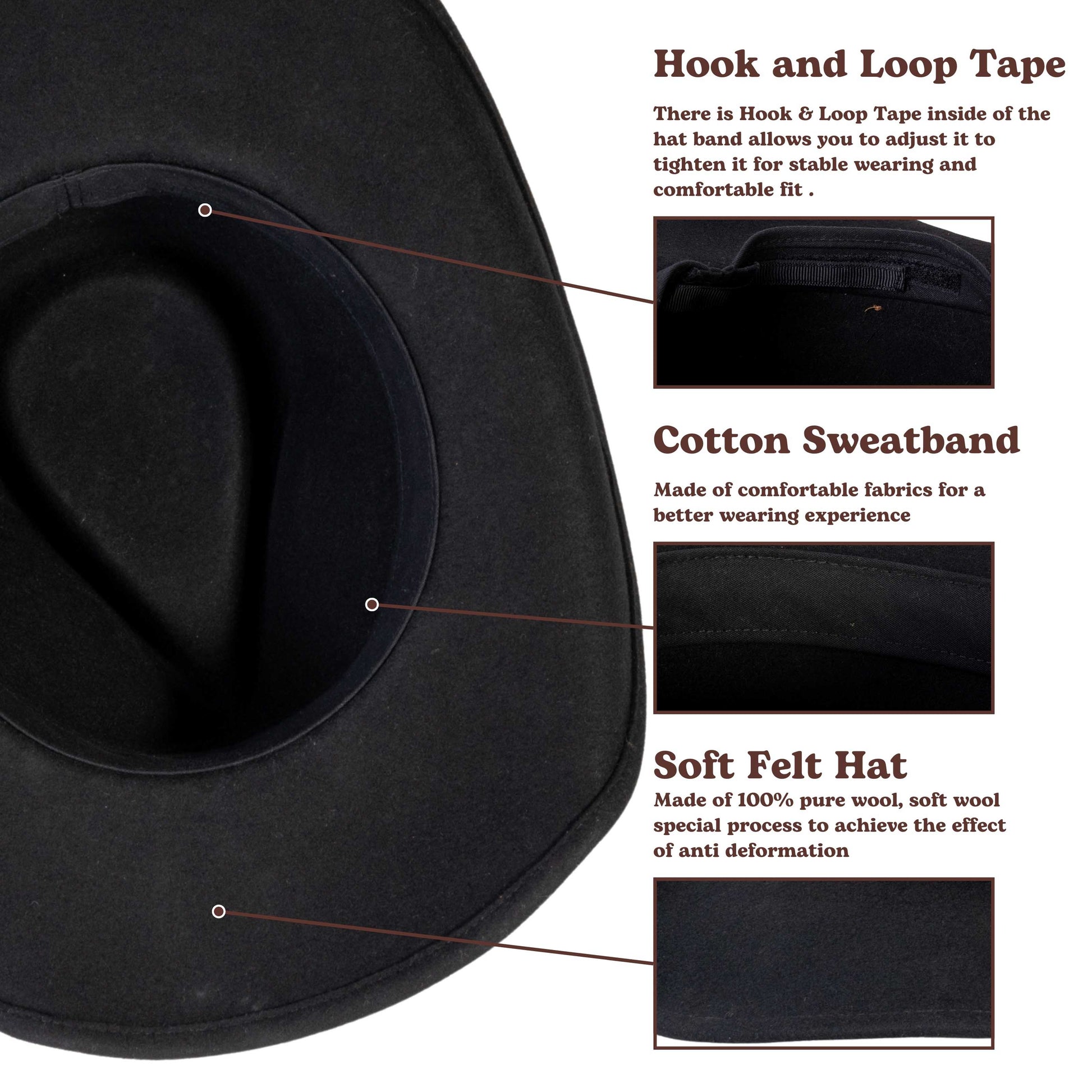 Rustler Black Felt Cowboy Hat - Mix Brown