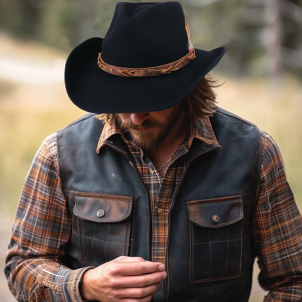 Rustler Black Felt Cowboy Hat - Mix Brown