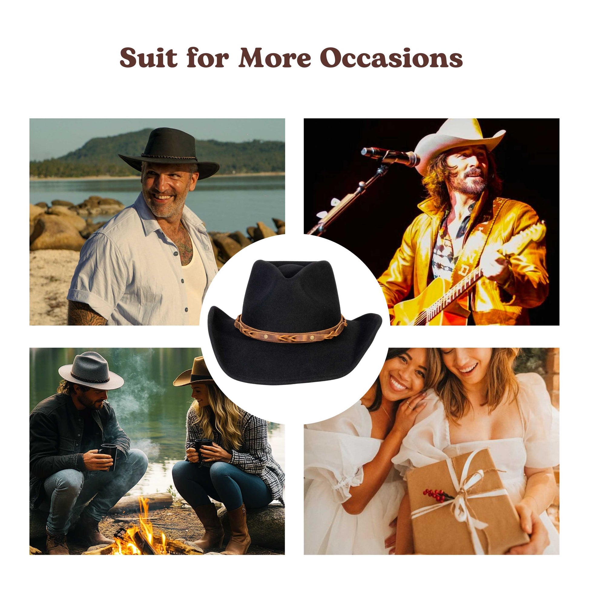 Rustler Black Felt Cowboy Hat - Mix Brown