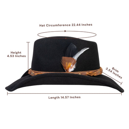 Rustler Black Felt Cowboy Hat - Mix Brown