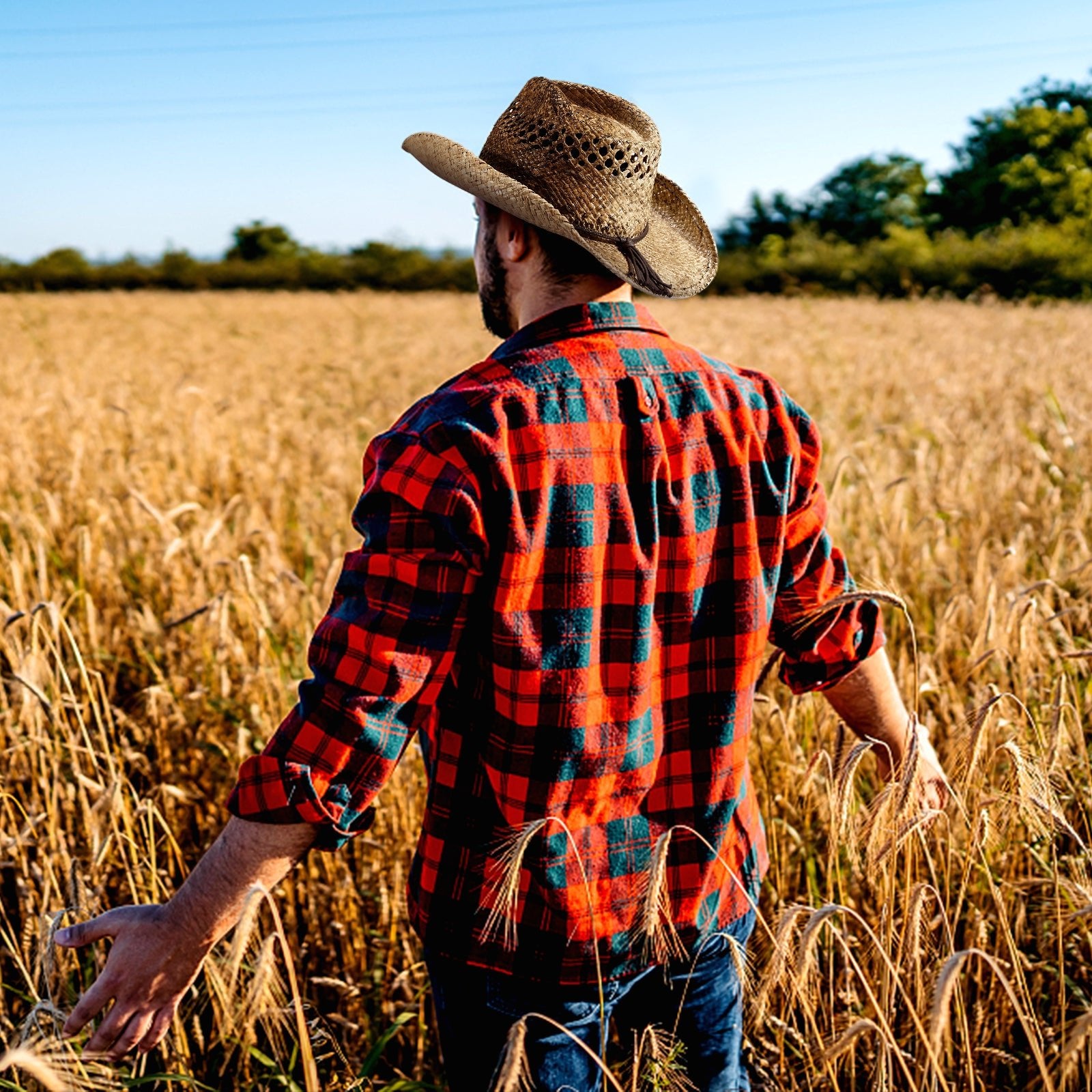 Rustler Raffia Straw Cowboy Hat - Mix Brown