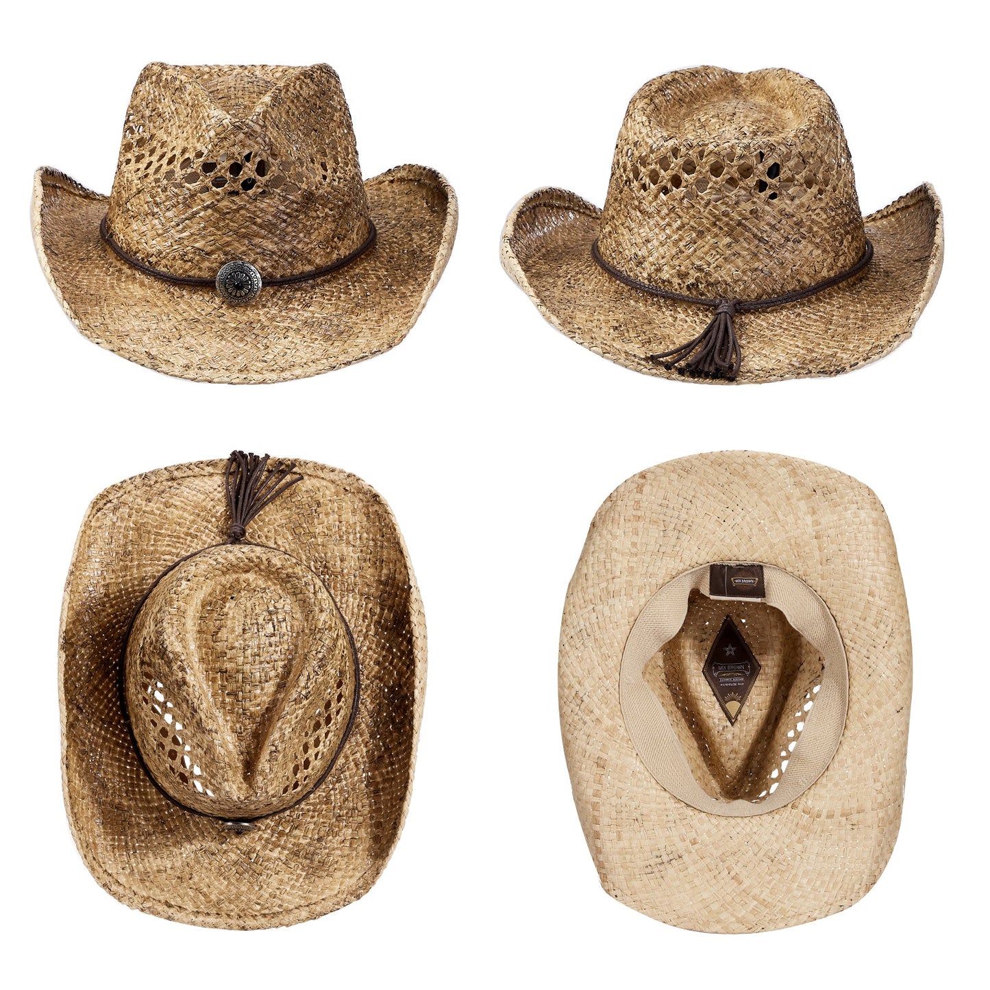 Rustler Raffia Straw Cowboy Hat - Mix Brown