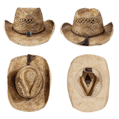Rustler Raffia Straw Cowboy Hat - Mix Brown