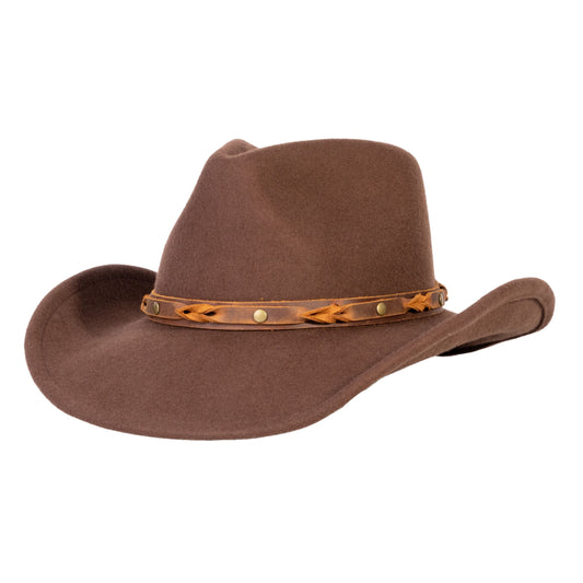 Saddle Brown Felt Cowboy Hat - Mix Brown