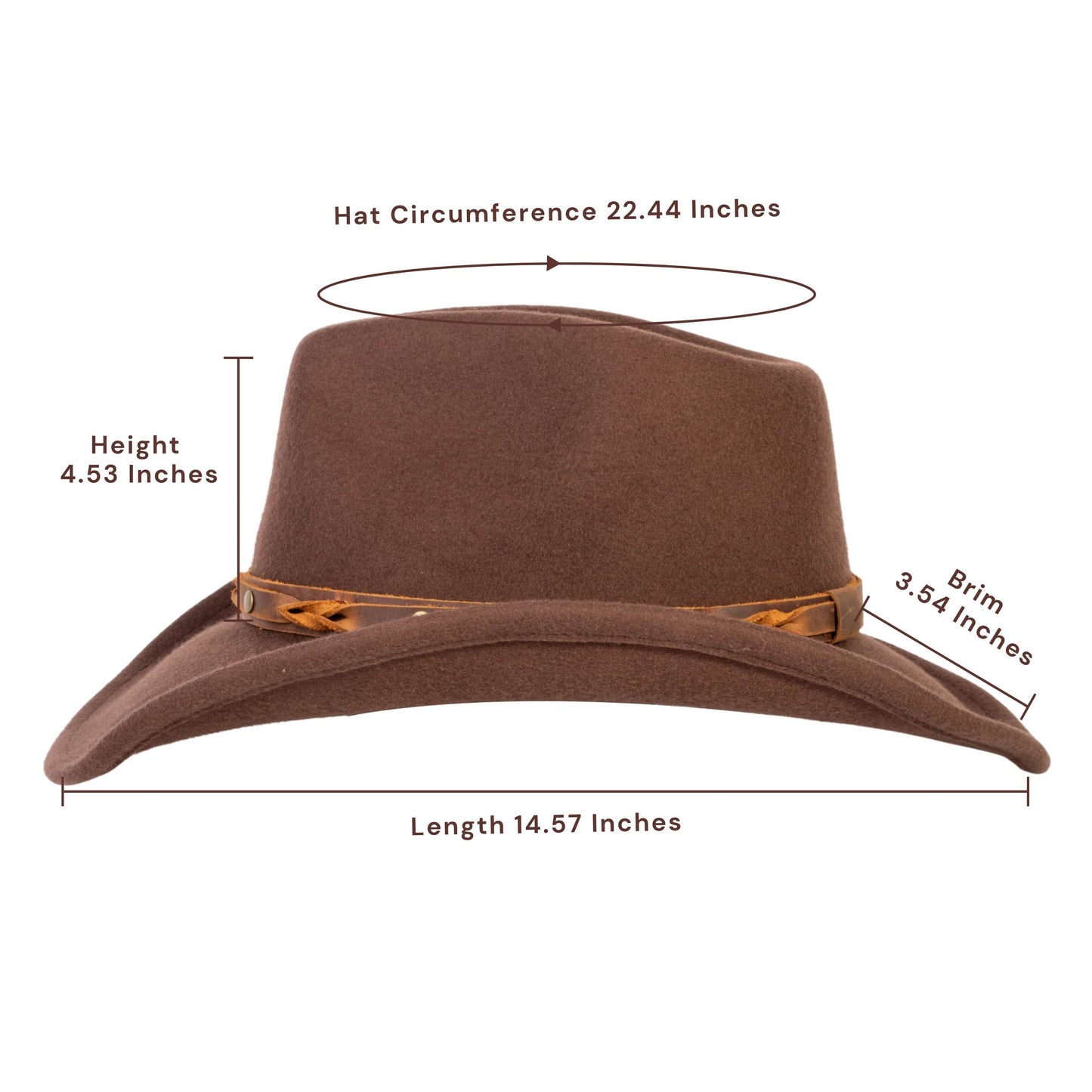 Saddle Brown Felt Cowboy Hat - Mix Brown