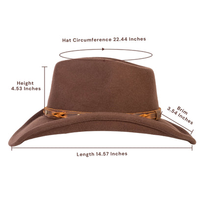 Saddle Brown Felt Cowboy Hat - Mix Brown