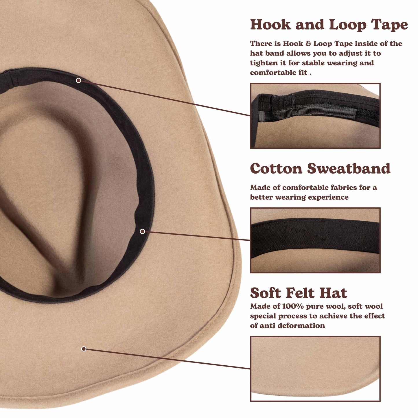 Sage Light Tan Felt Cowboy Hat - Mix Brown