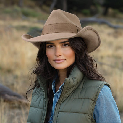Sage Light Tan Felt Cowboy Hat - Mix Brown