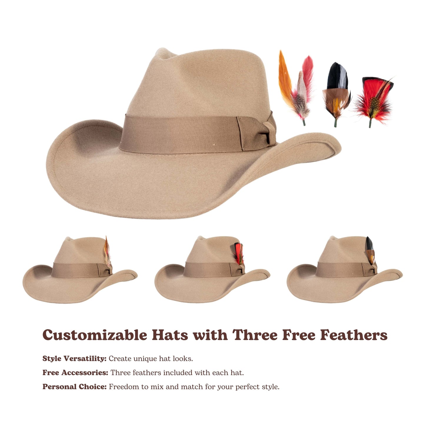 Sage Light Tan Felt Cowboy Hat - Mix Brown