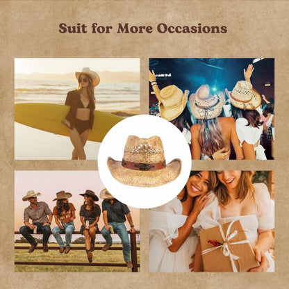 Sagehollow Straw Cowboy Hat - Mix Brown
