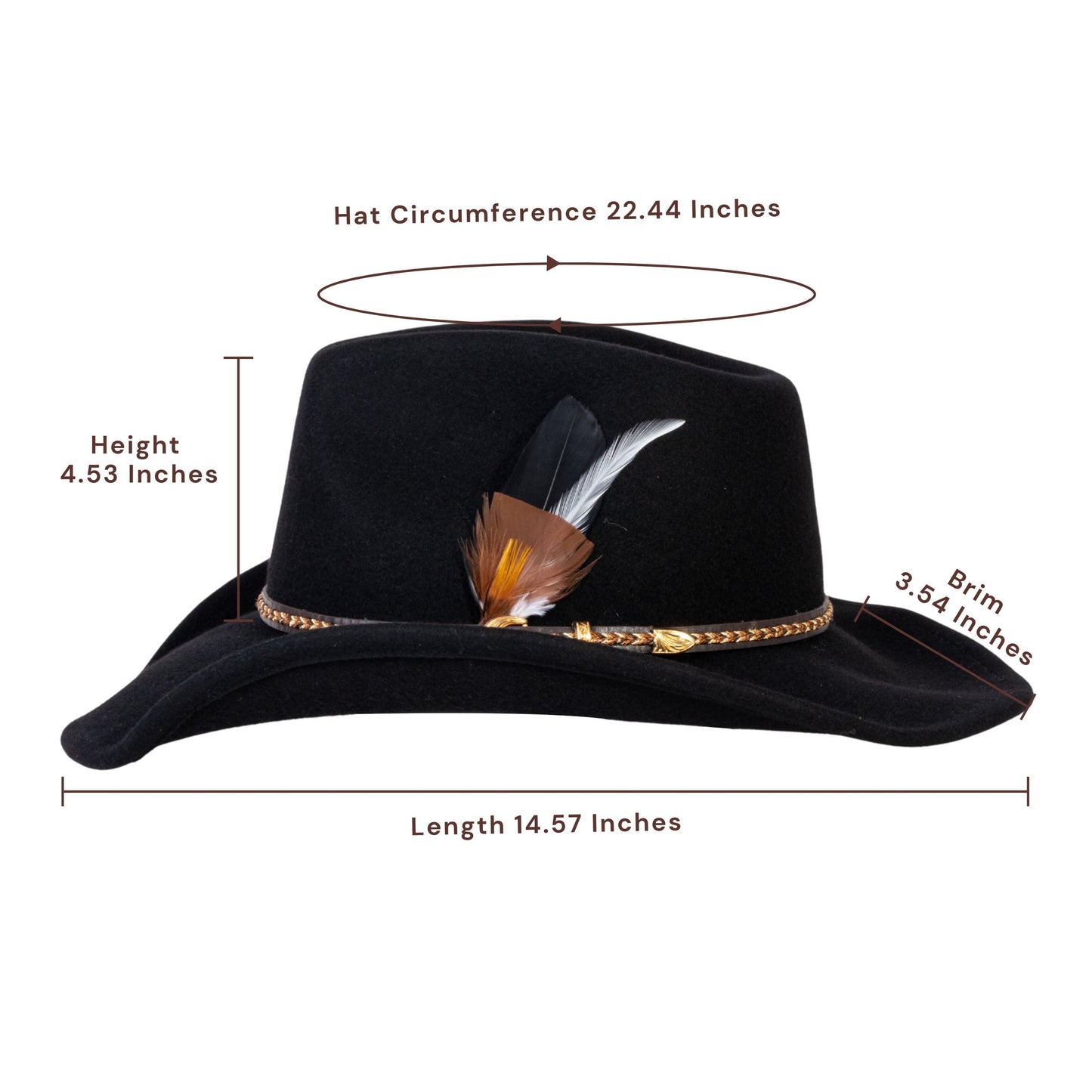 Shadow Ridge Black Felt Cowboy Hat - Mix Brown