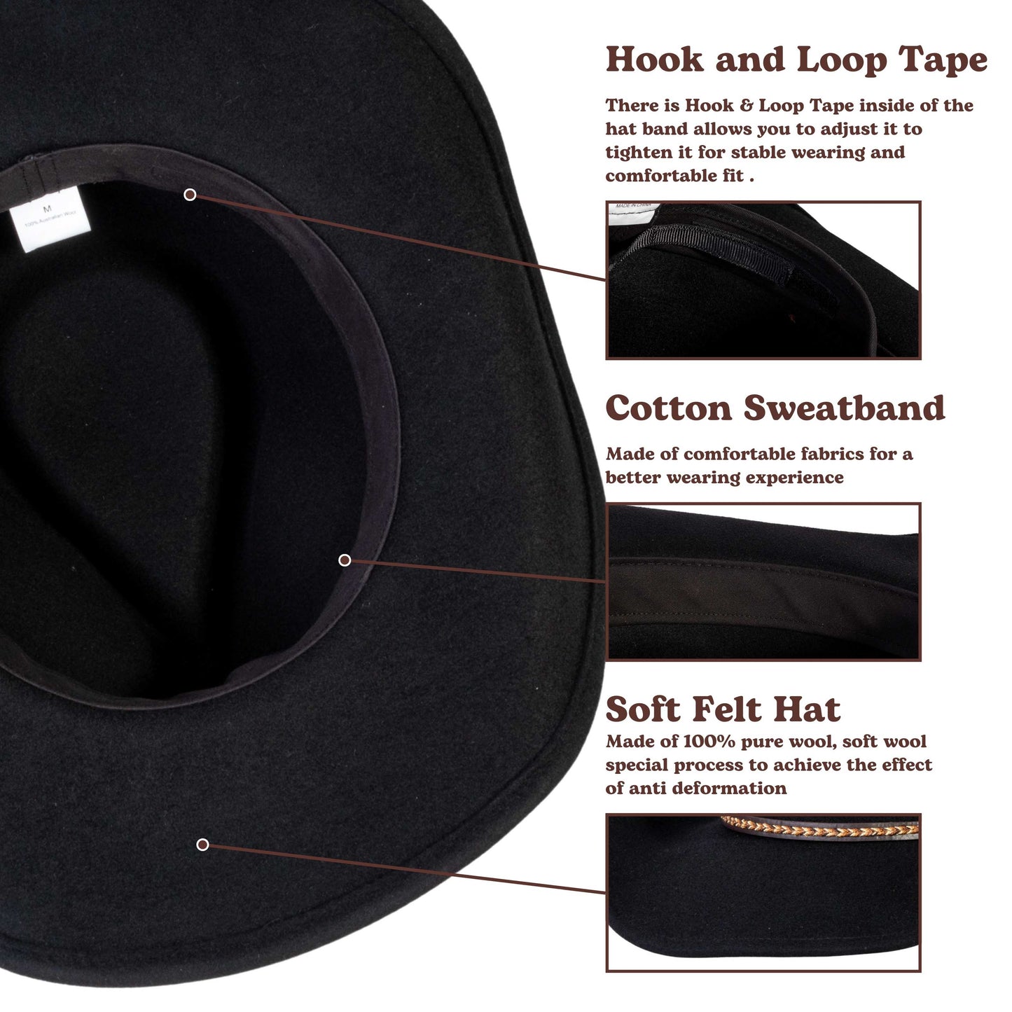 Shadow Ridge Black Felt Cowboy Hat - Mix Brown
