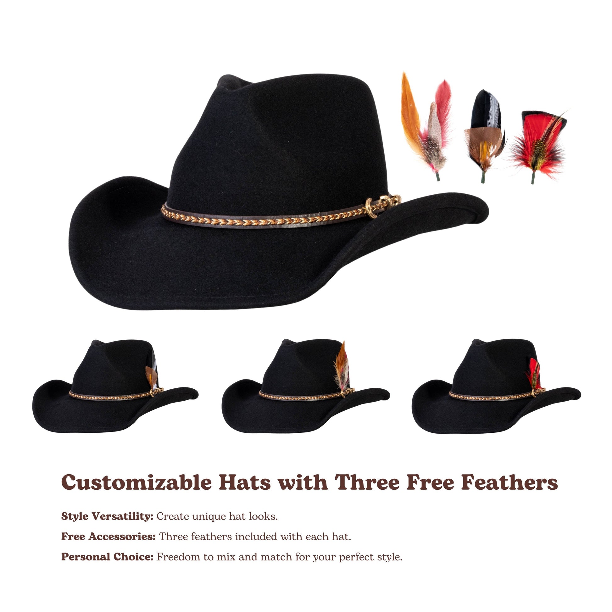 Shadow Ridge Black Felt Cowboy Hat - Mix Brown