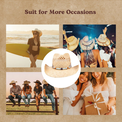 Sierra Raffia Straw Cowboy Hat - Mix Brown