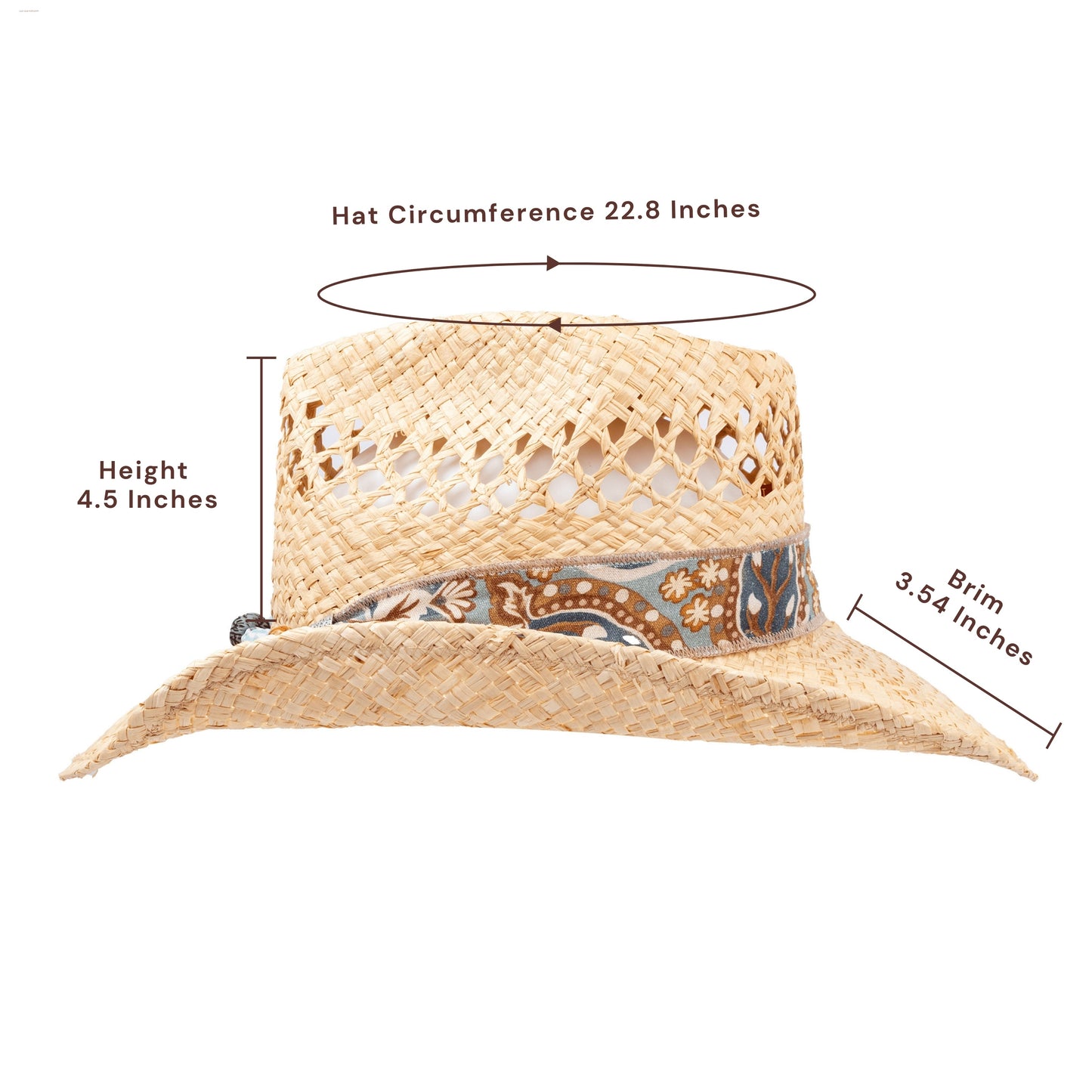 Sierra Raffia Straw Cowboy Hat - Mix Brown