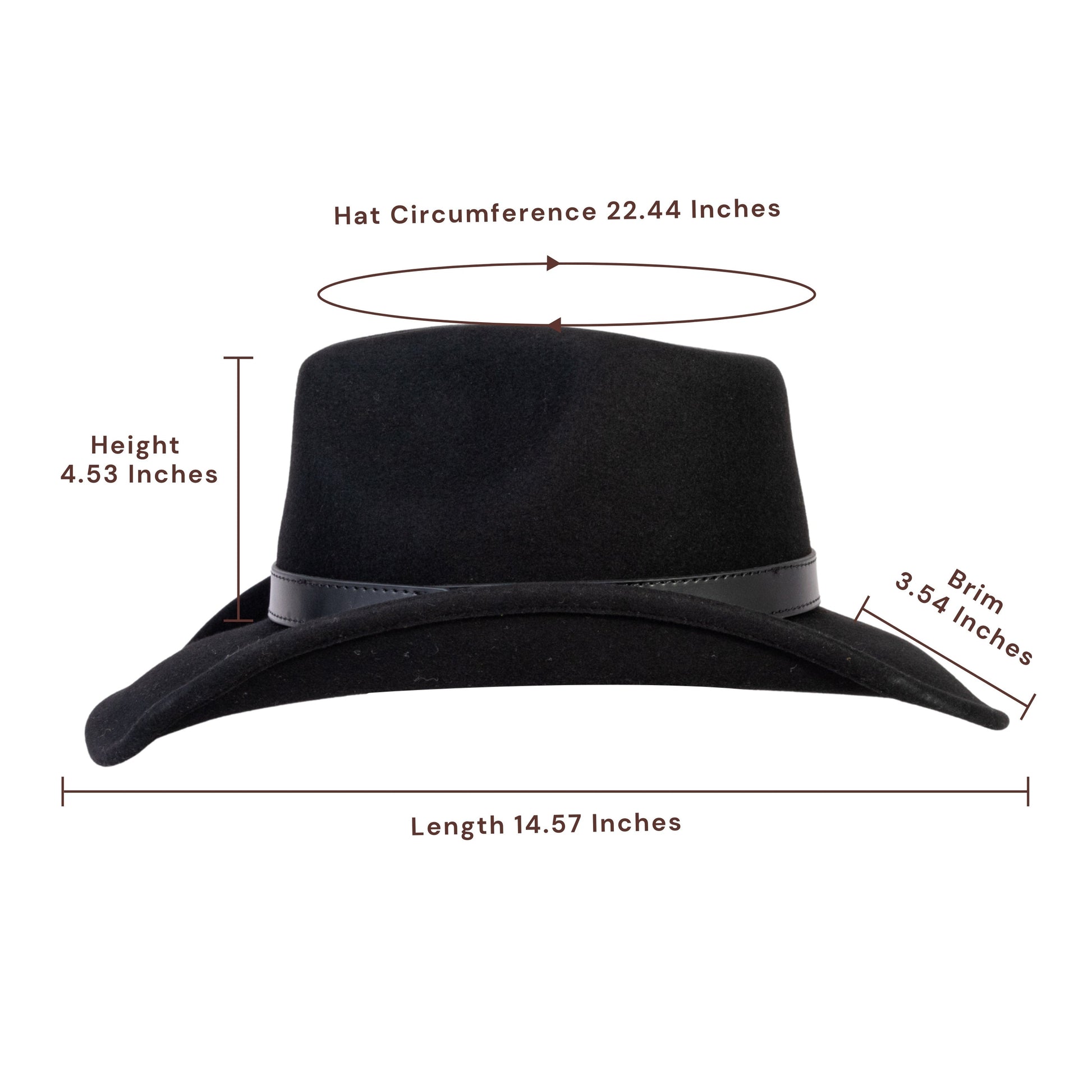 Silver Buckle Black Felt Cowboy Hat - Mix Brown