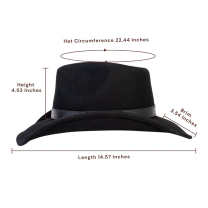 Silver Buckle Black Felt Cowboy Hat - Mix Brown