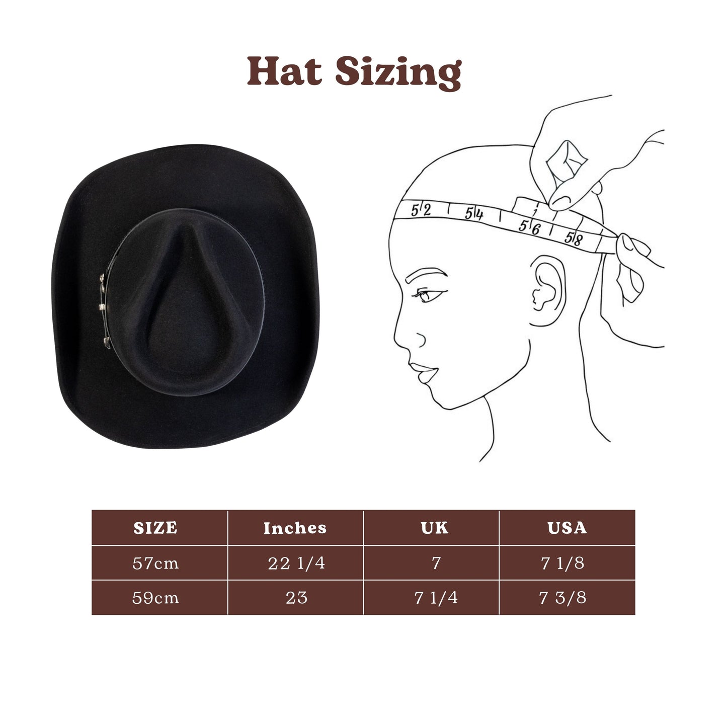 Silver Buckle Black Felt Cowboy Hat - Mix Brown