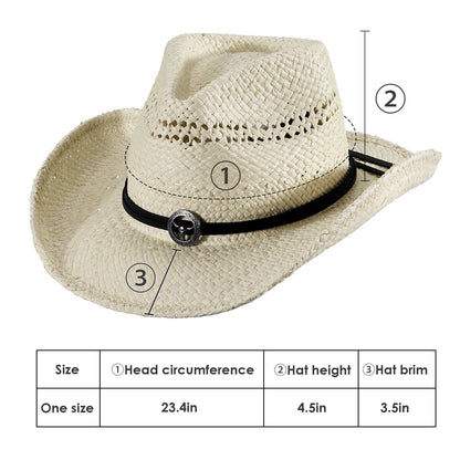 Silver Raffia Straw Cowboy Hat - Mix Brown