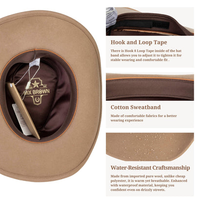 Sonora Camel Felt Cowboy Hat (with 2 Free Hat Bands) - Mix Brown