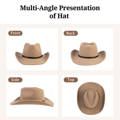 Sonora Camel Felt Cowboy Hat (with 2 Free Hat Bands) - Mix Brown