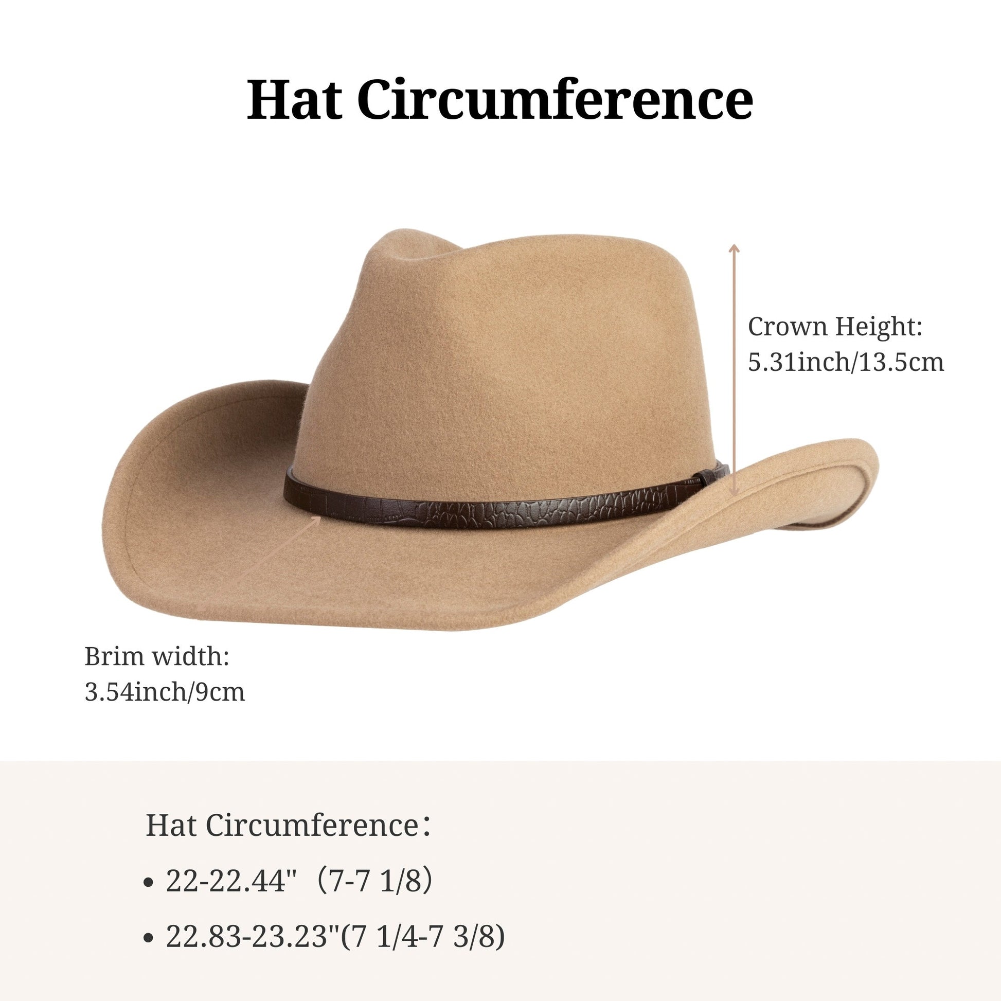 Sonora Camel Felt Cowboy Hat (with 2 Free Hat Bands) - Mix Brown