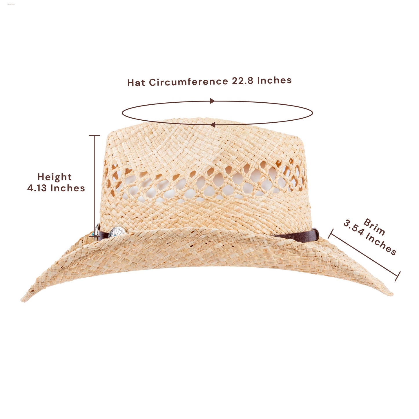 Spur Raffia Straw Cowboy Hat - Mix Brown