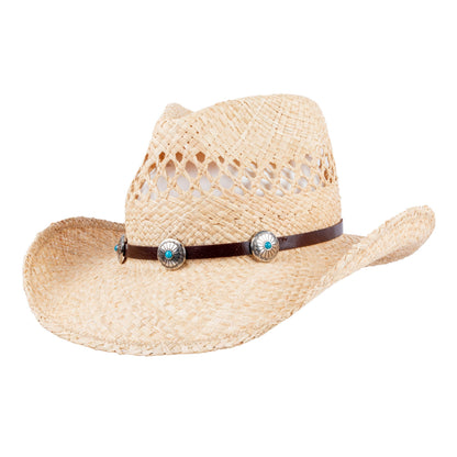 Spur Raffia Straw Cowboy Hat - Mix Brown