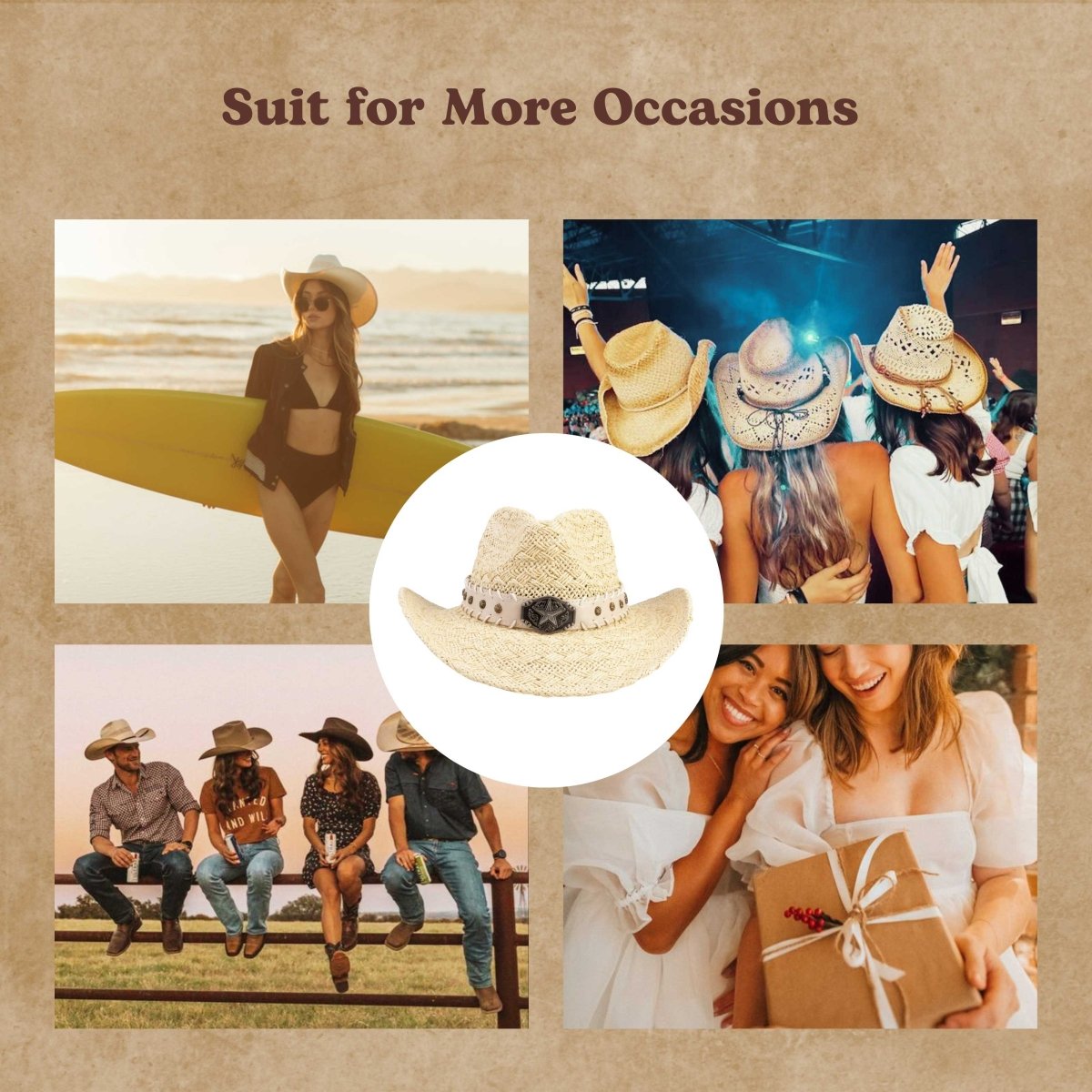 Starcrest Straw Cowboy Hat - Mix Brown