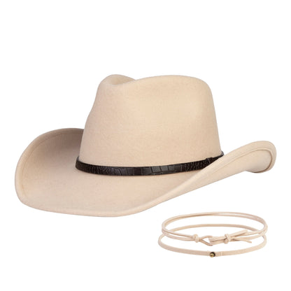 Sundance Beige Felt Cowboy Hat (with 2 Free Hat Bands) - Mix Brown