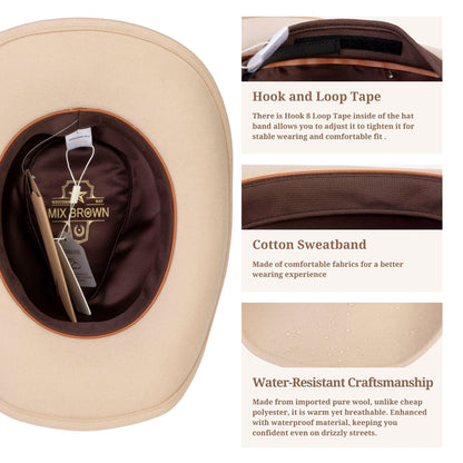 Sundance Beige Felt Cowboy Hat (with 2 Free Hat Bands) - Mix Brown