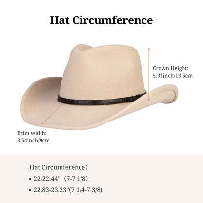 Sundance Beige Felt Cowboy Hat (with 2 Free Hat Bands) - Mix Brown