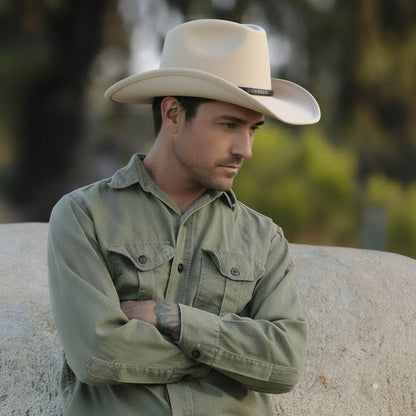 Sundance Beige Felt Cowboy Hat (with 2 Free Hat Bands) - Mix Brown