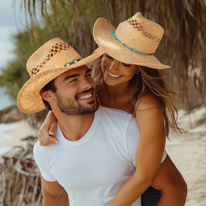 Sundown Raffia Straw Cowboy Hat - Mix Brown