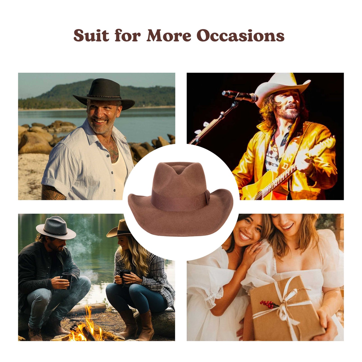 Timber Chestnut Felt Cowboy Hat - Mix Brown
