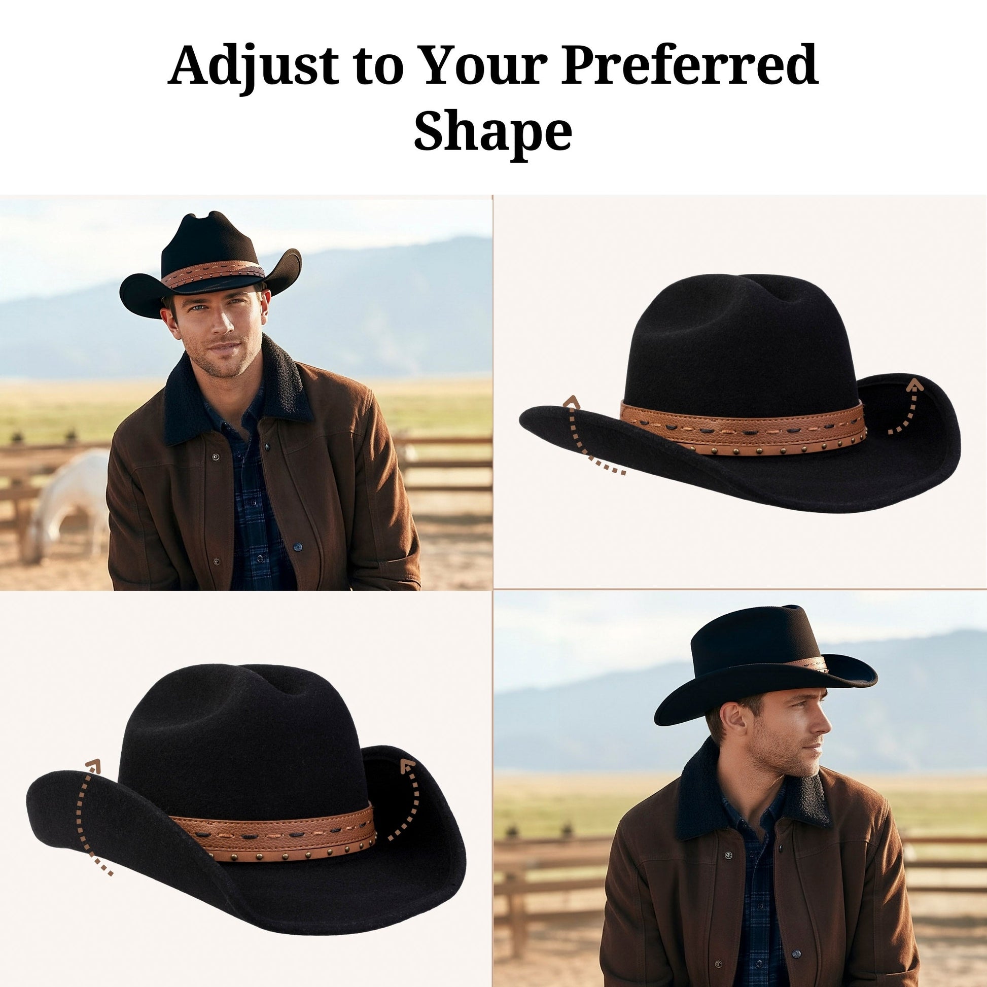 Tombstone Black Open Road Felt Hat - Mix Brown