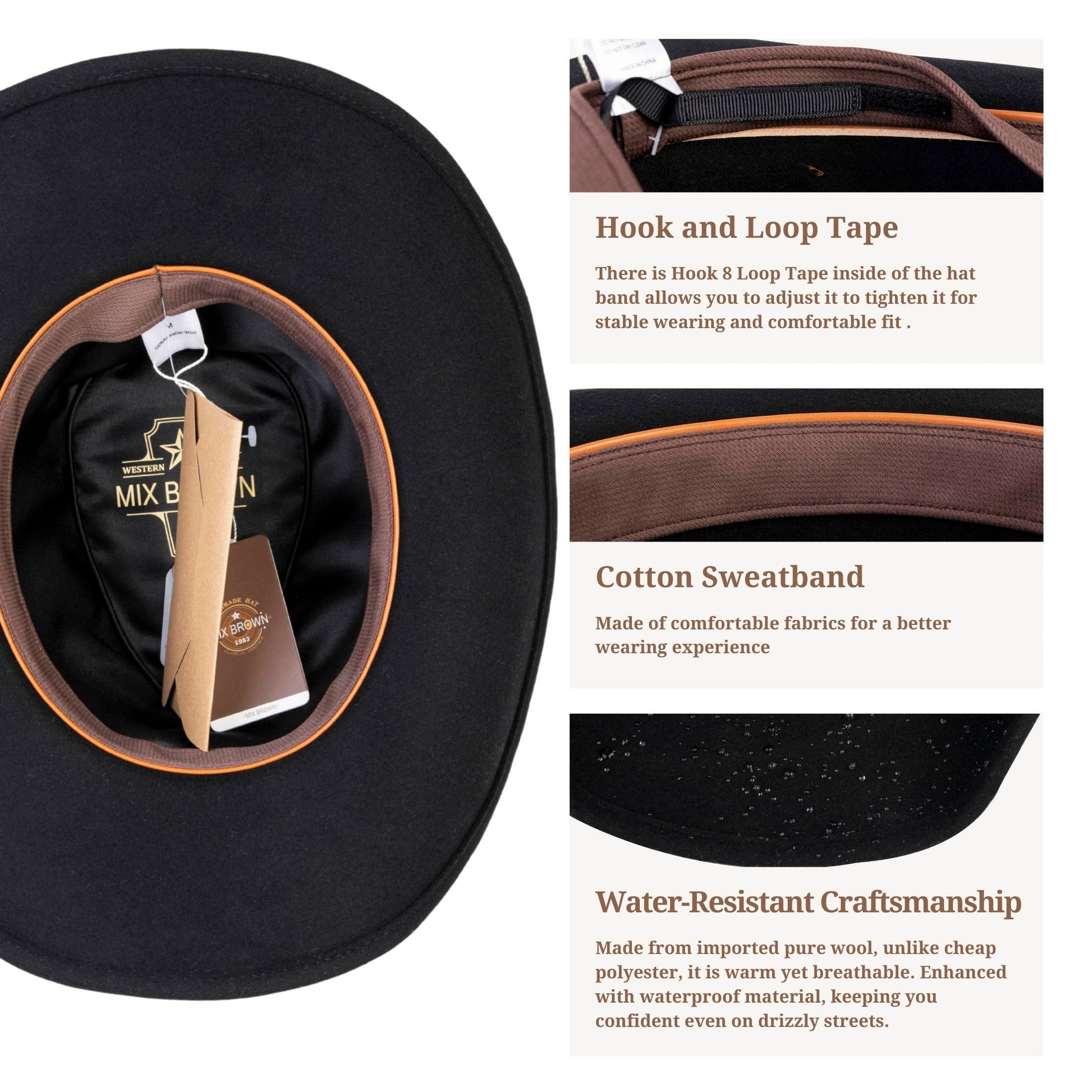 Tombstone Black Open Road Felt Hat - Mix Brown