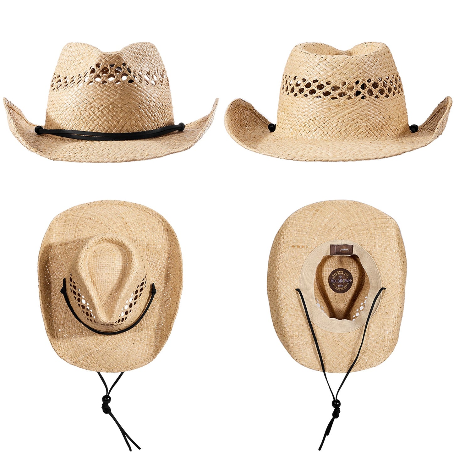 Trail Raffia Straw Cowboy Hat - Mix Brown