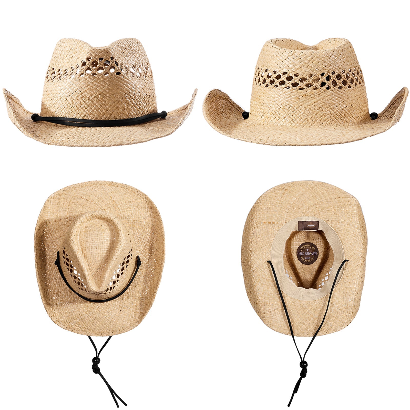 Trail Raffia Straw Cowboy Hat - Mix Brown