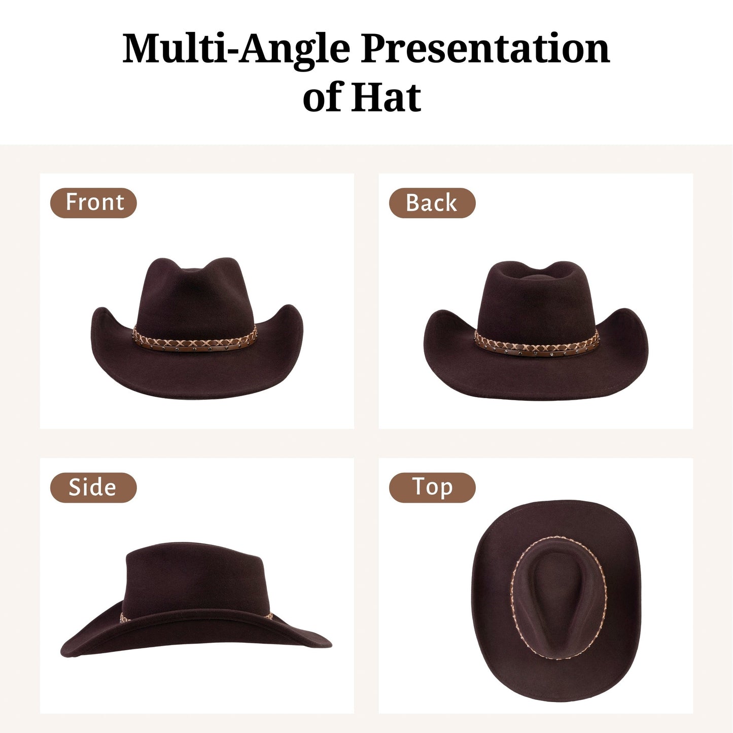 Trailblazer Brown Felt Cowboy Hat - Mix Brown