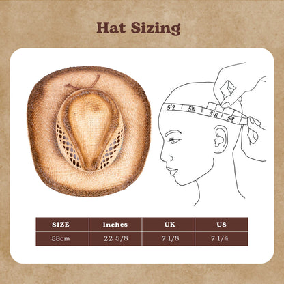 Turquoise Raffia Straw Cowboy Hat - Mix Brown