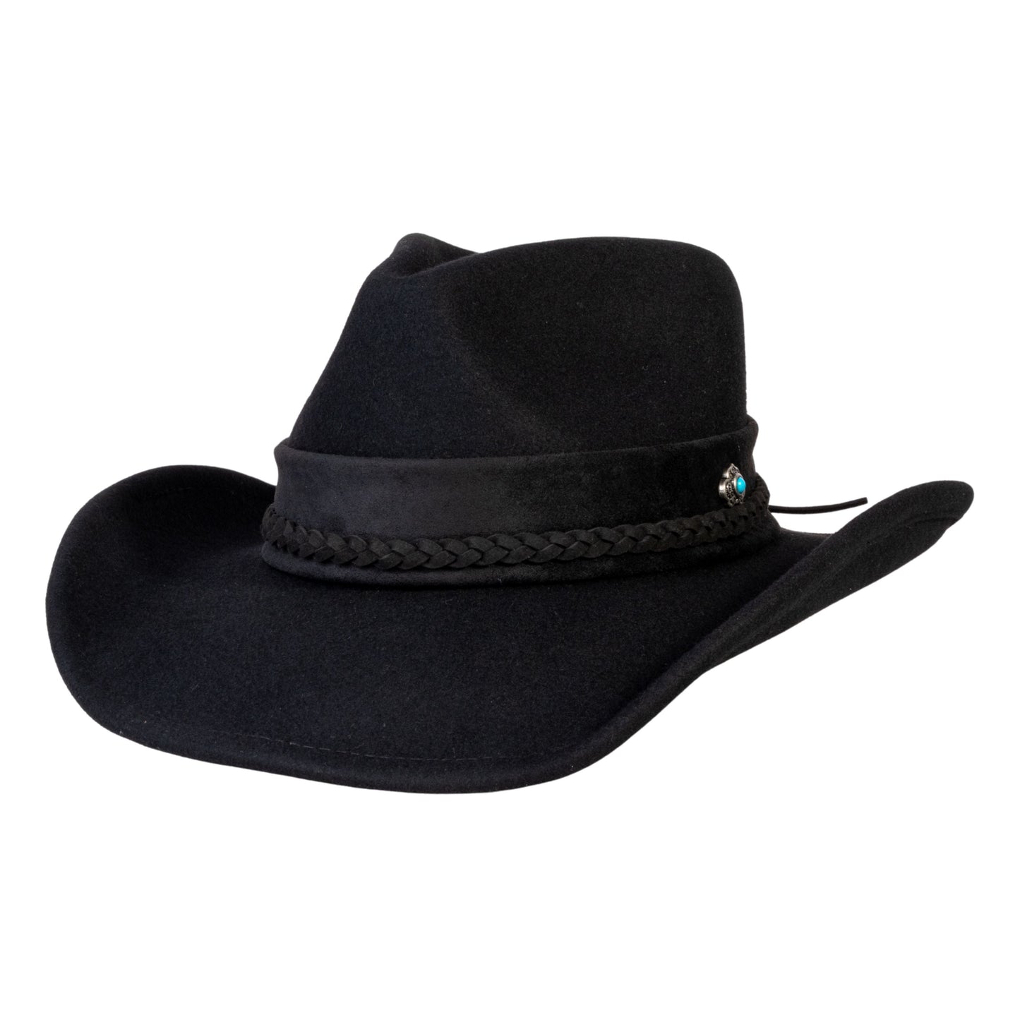 Turquoise Ridge Black Felt Cowboy Hat - Mix Brown
